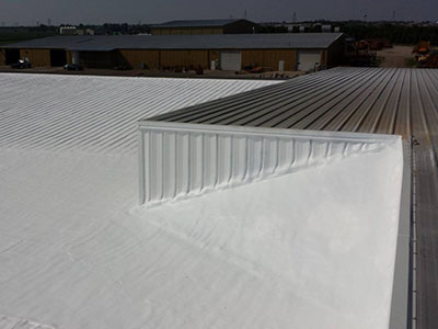 Showing a commercial metal roof repair done in Austin Texas