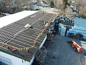 Flat roof replacement in progress