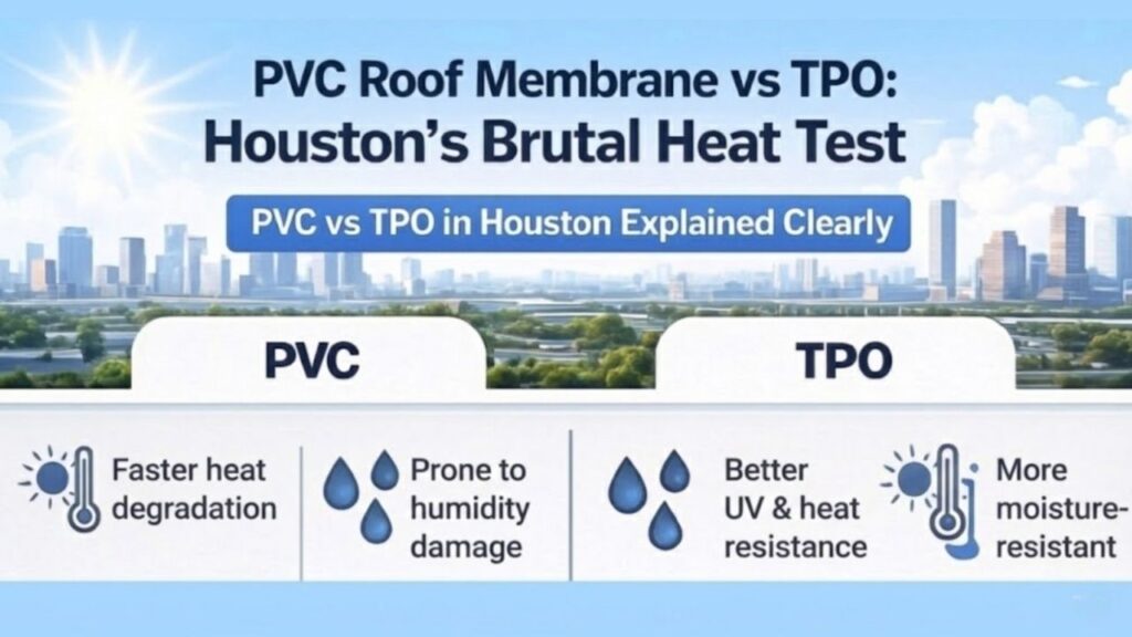 PVC roof membrane vs TPO in Houston explained clearly