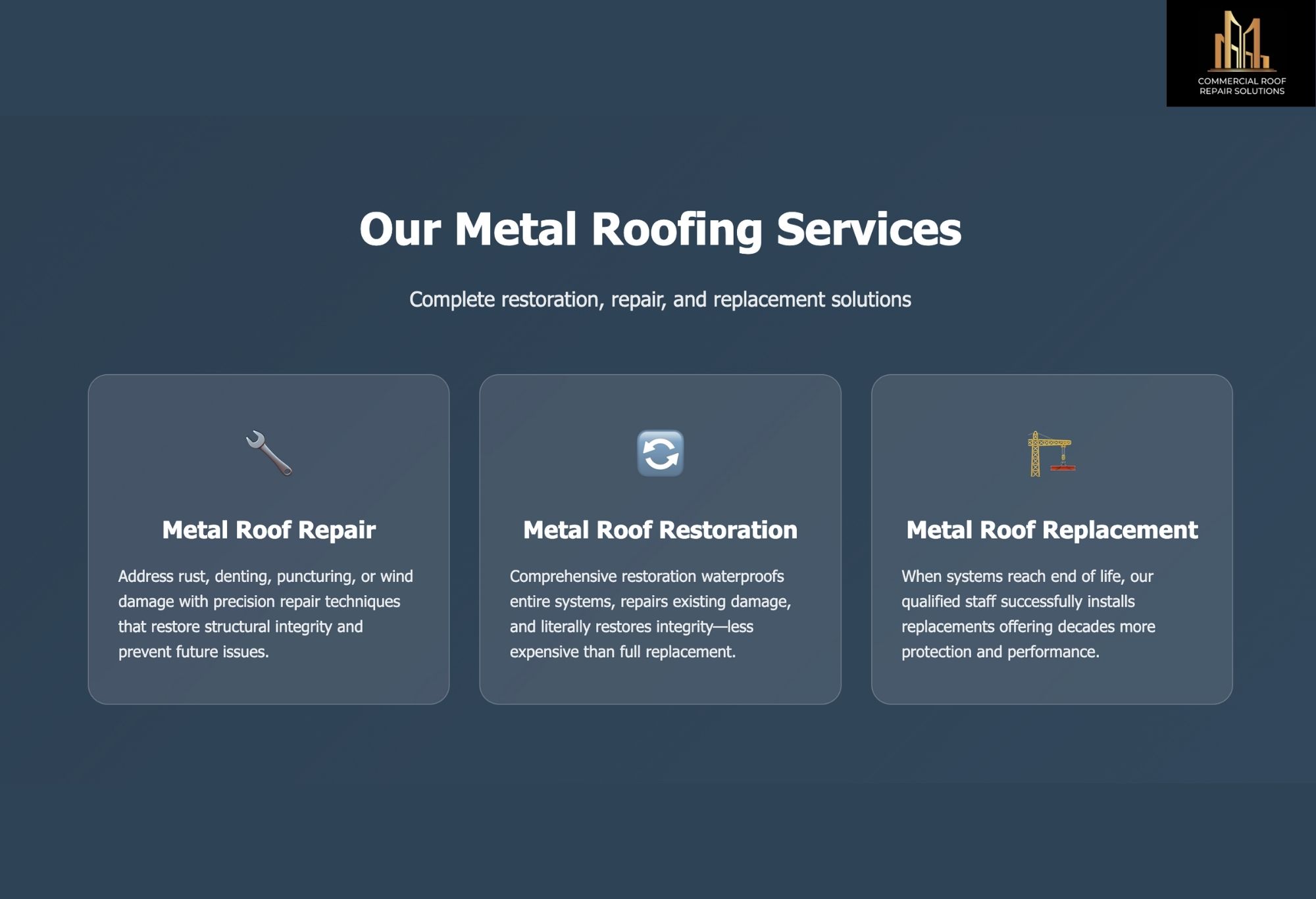 Our metal roofing services Commercial Roof Repair Solutions Houston TX