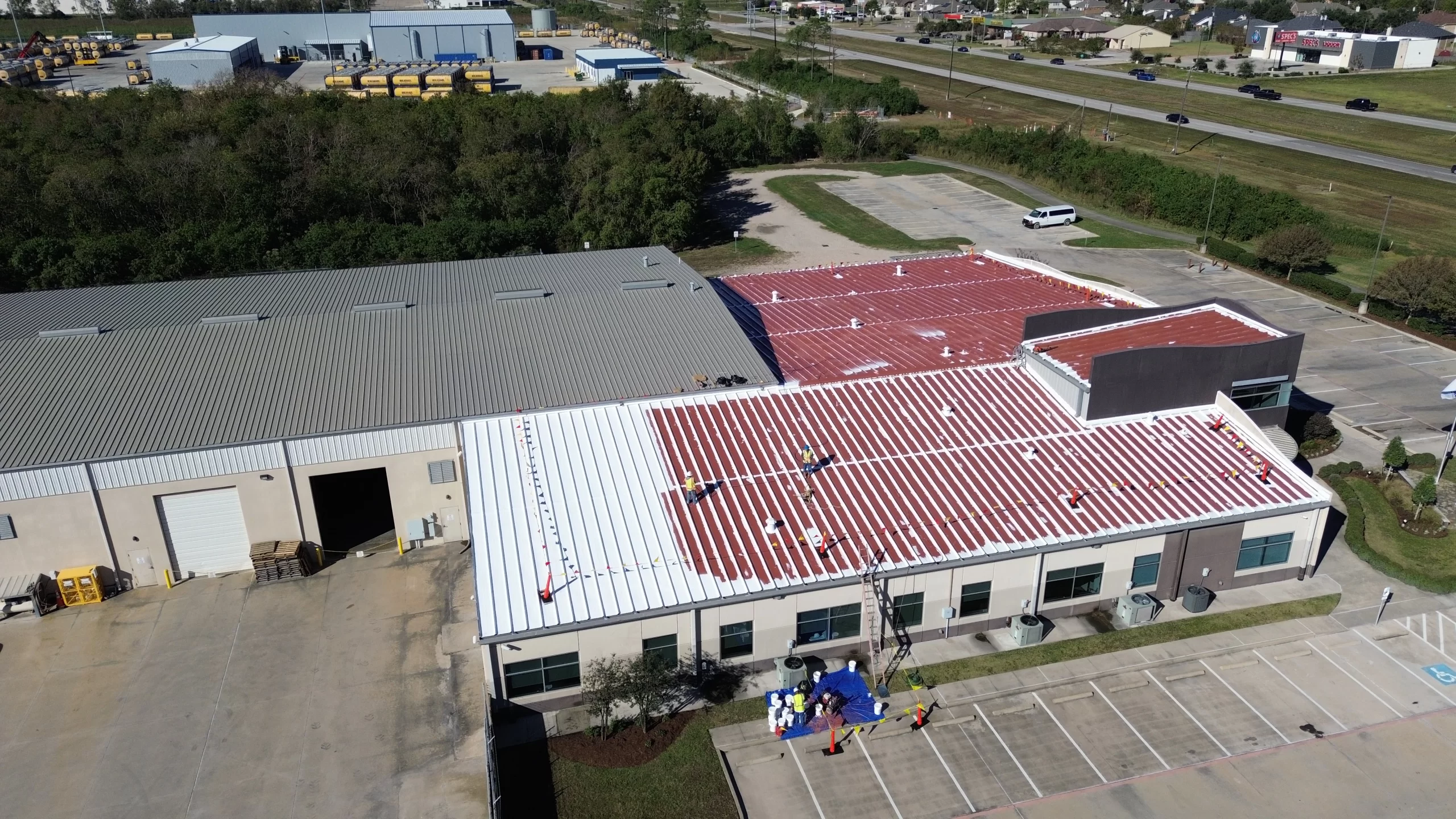 An Acrylic Seamless Roof Coatings Application in Deer Park Texas Commercial Roof Repair Solutions Houston, TX